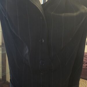 Bisou Bisou Black/white Pinstripe Onepiece Pantsuit/jumpsuit